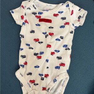 Carter's Baby Onesie with Red and Blue Car Print